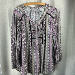 Daniel Rainn Boho Peasant Top Size 2X* Black Victorian Cottagecore Flowy Prairie